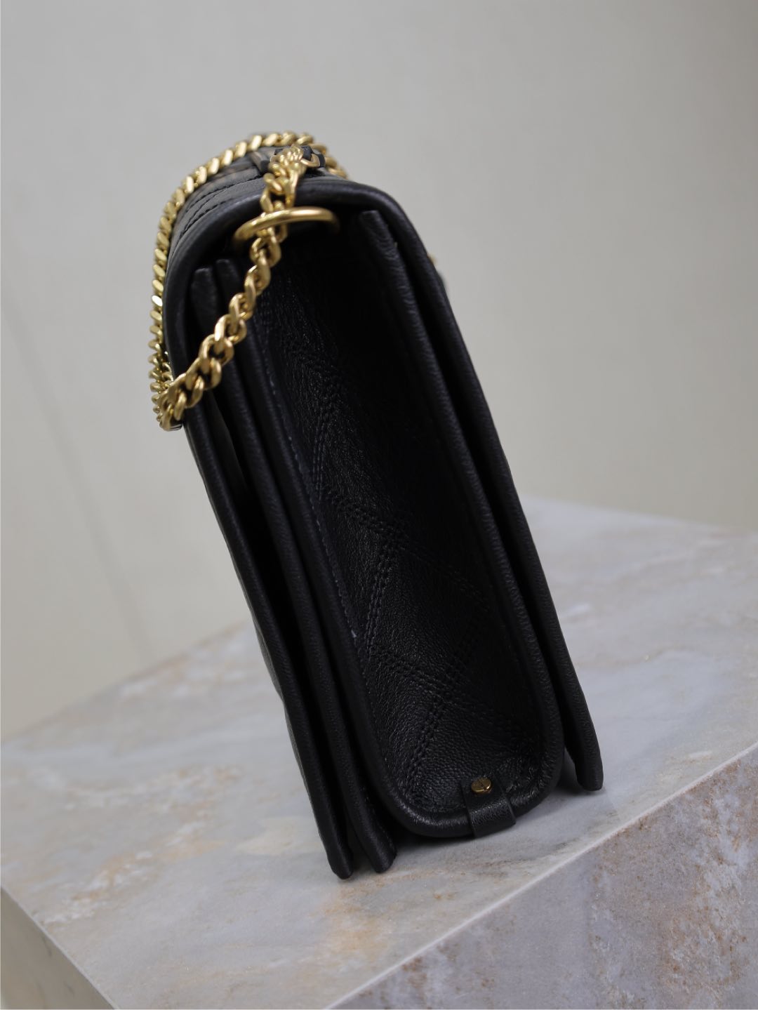 BECKY 26 IN BLACK QUILTED LAMBSKIN GOLD HARDWARE - Product Image 9