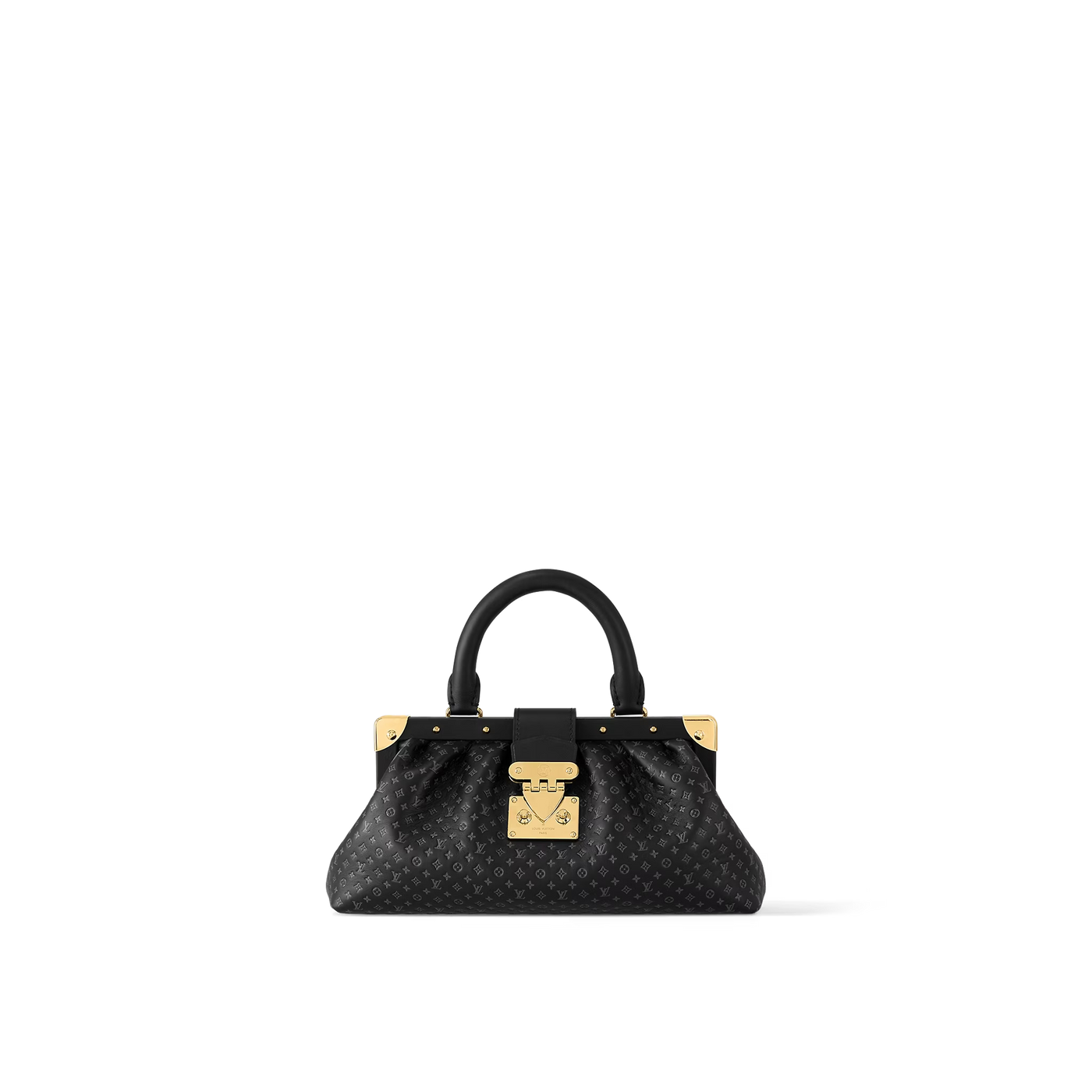 Black Monogram Clutch Leather Handbag for Women | Studio Nafay