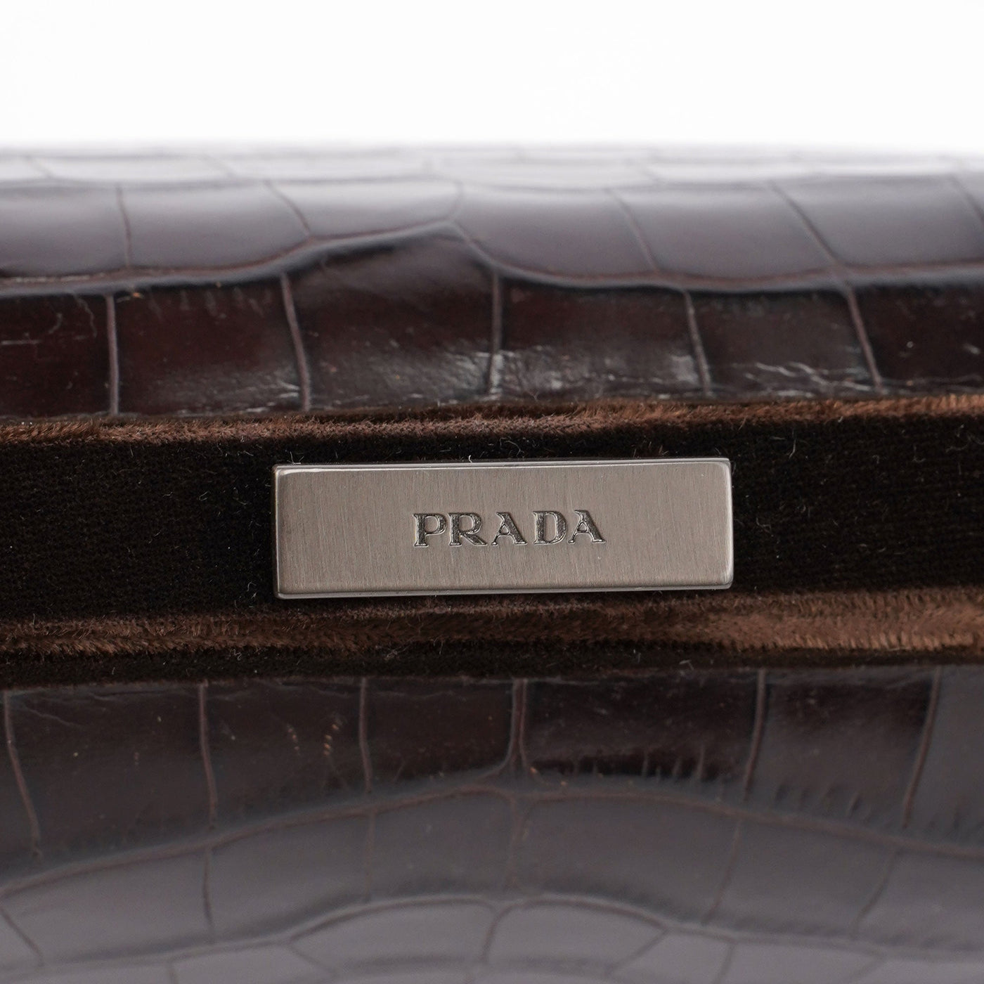 Brown Croc Embossed Clutch Top Handle Bag - Product Image 6