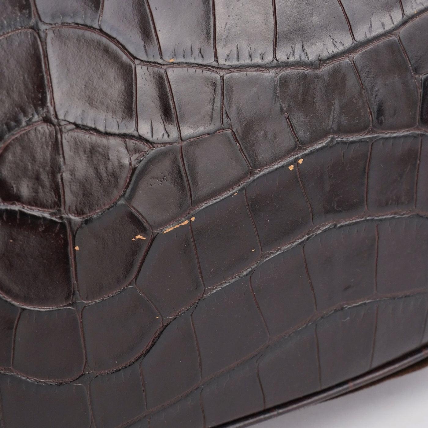 Brown Croc Embossed Clutch Top Handle Bag - Product Image 7