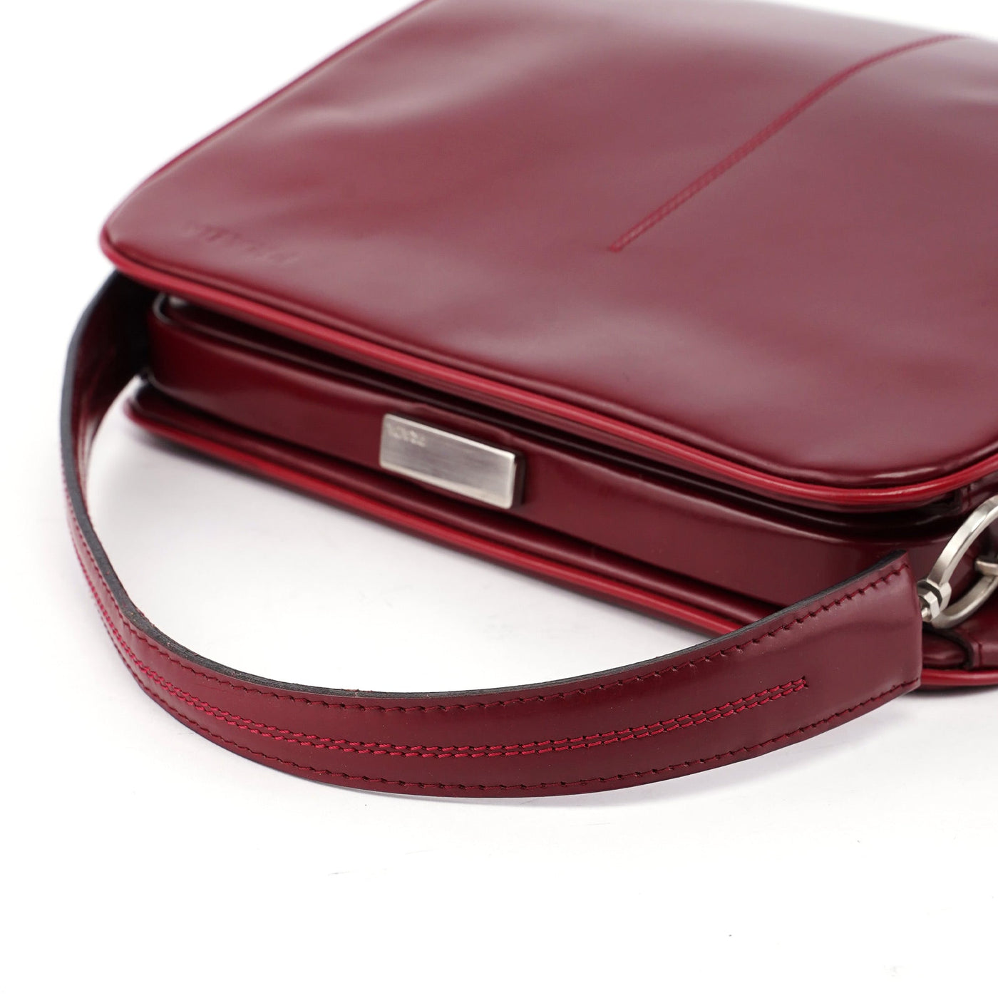Burgundy Spazzolato Top Handle Clutch Bag - Product Image 11