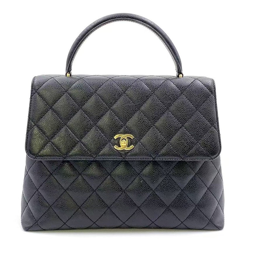 Chanel Caviar Leather Kelly Handbag Black | Studio Nafay