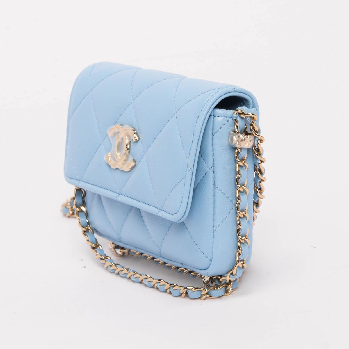 chl Light Blue Calfskin Clutch With Chain Wallet - Product Image 4