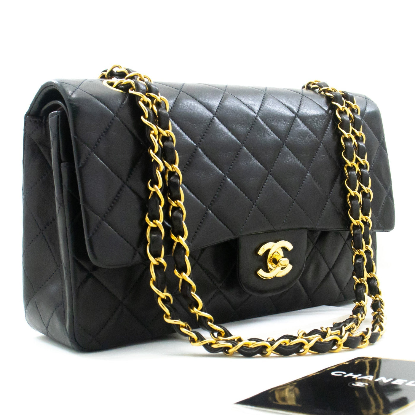 CHANEL Classic Double Flap 10" Chain Shoulder Bag Black Lambskin - Product Image 2