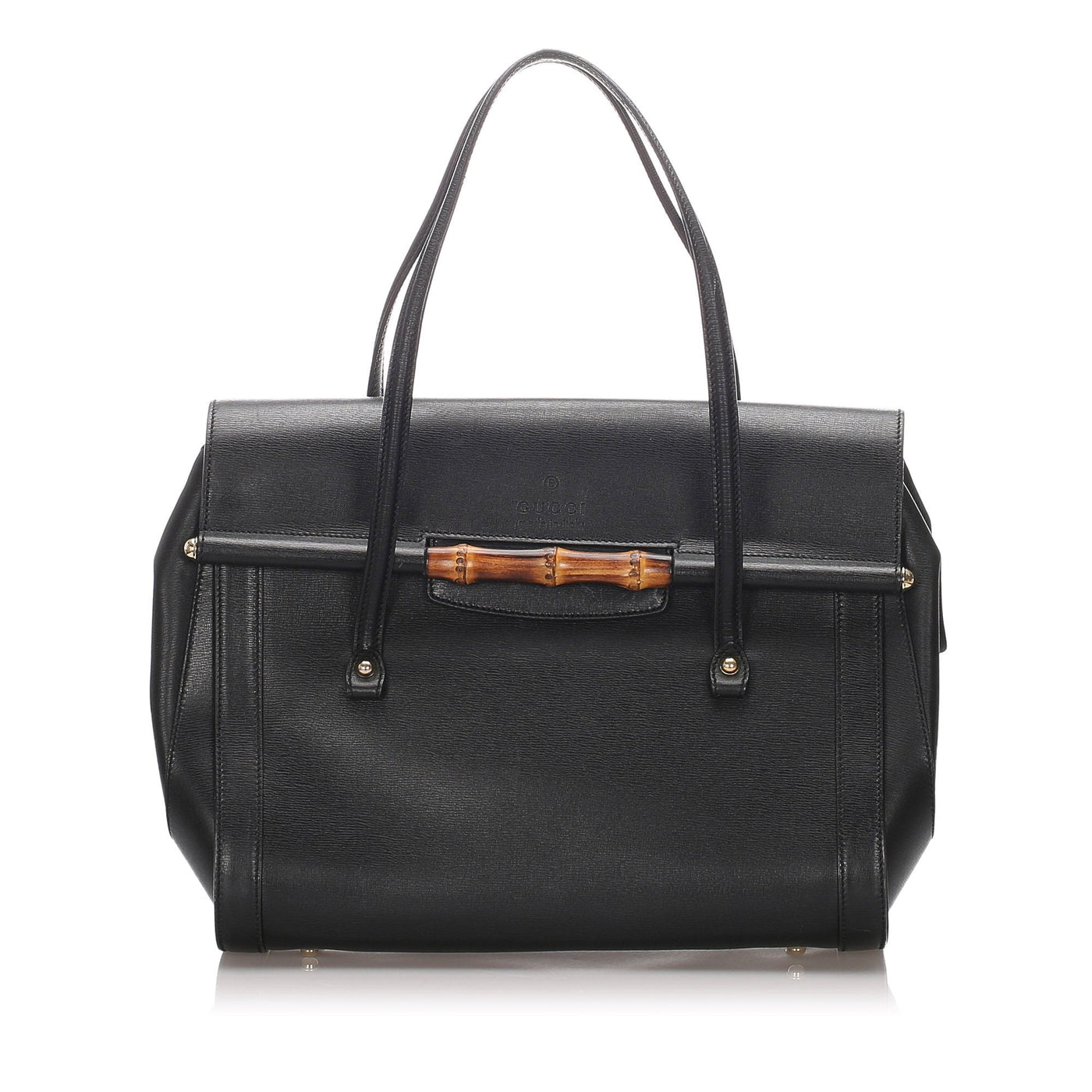 Gucci Black Calf Leather Bamboo Bullet Tote Bag Italy | Studio Nafay