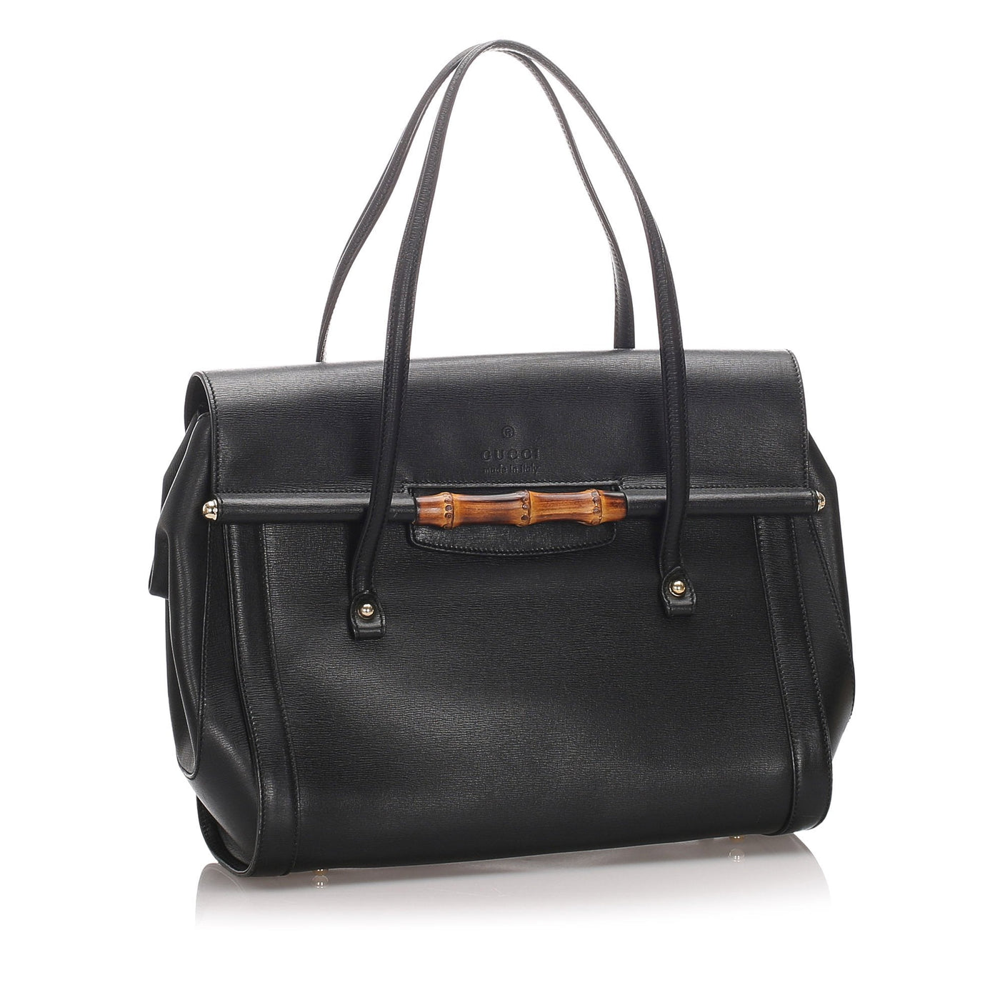 Gucci Black Calf Leather Bamboo Bullet Tote Bag Italy - Product Image 2