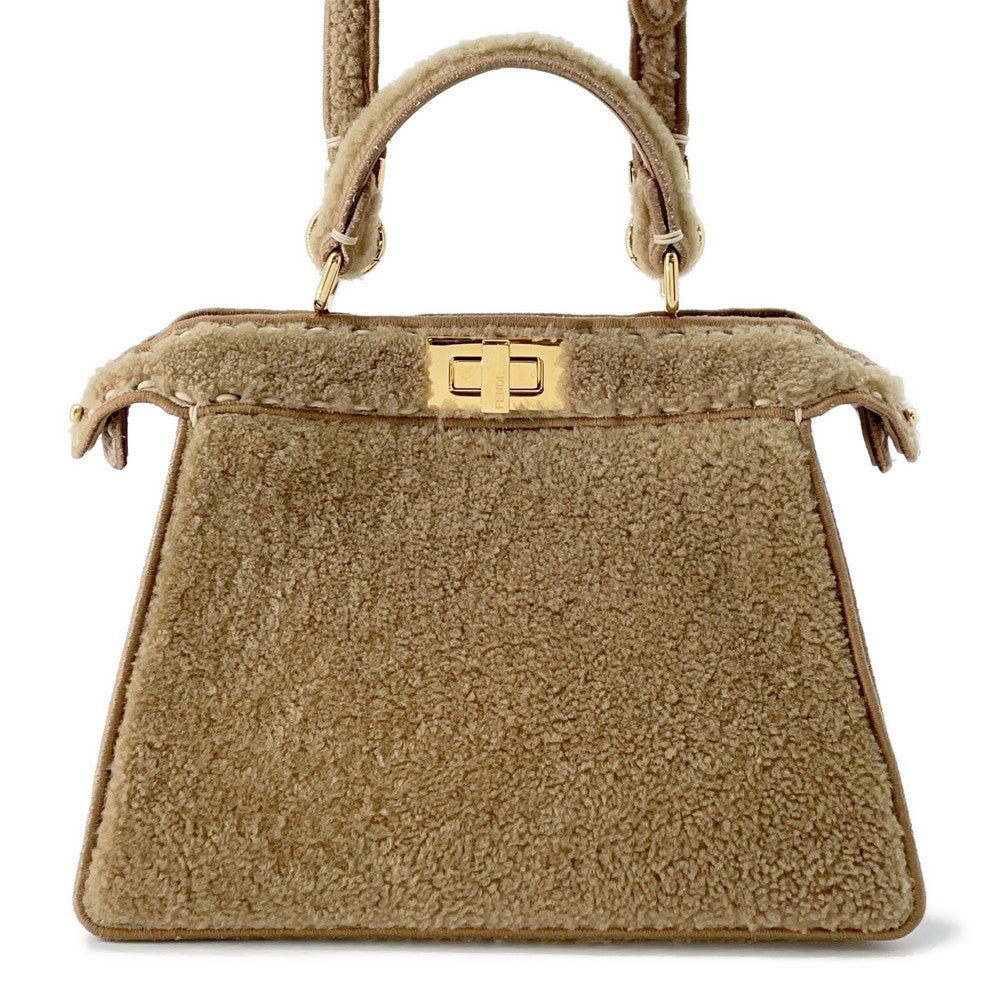 FENDI Peekaboo Icy You Brown8BN327 Mouton Size Small | Studio Nafay