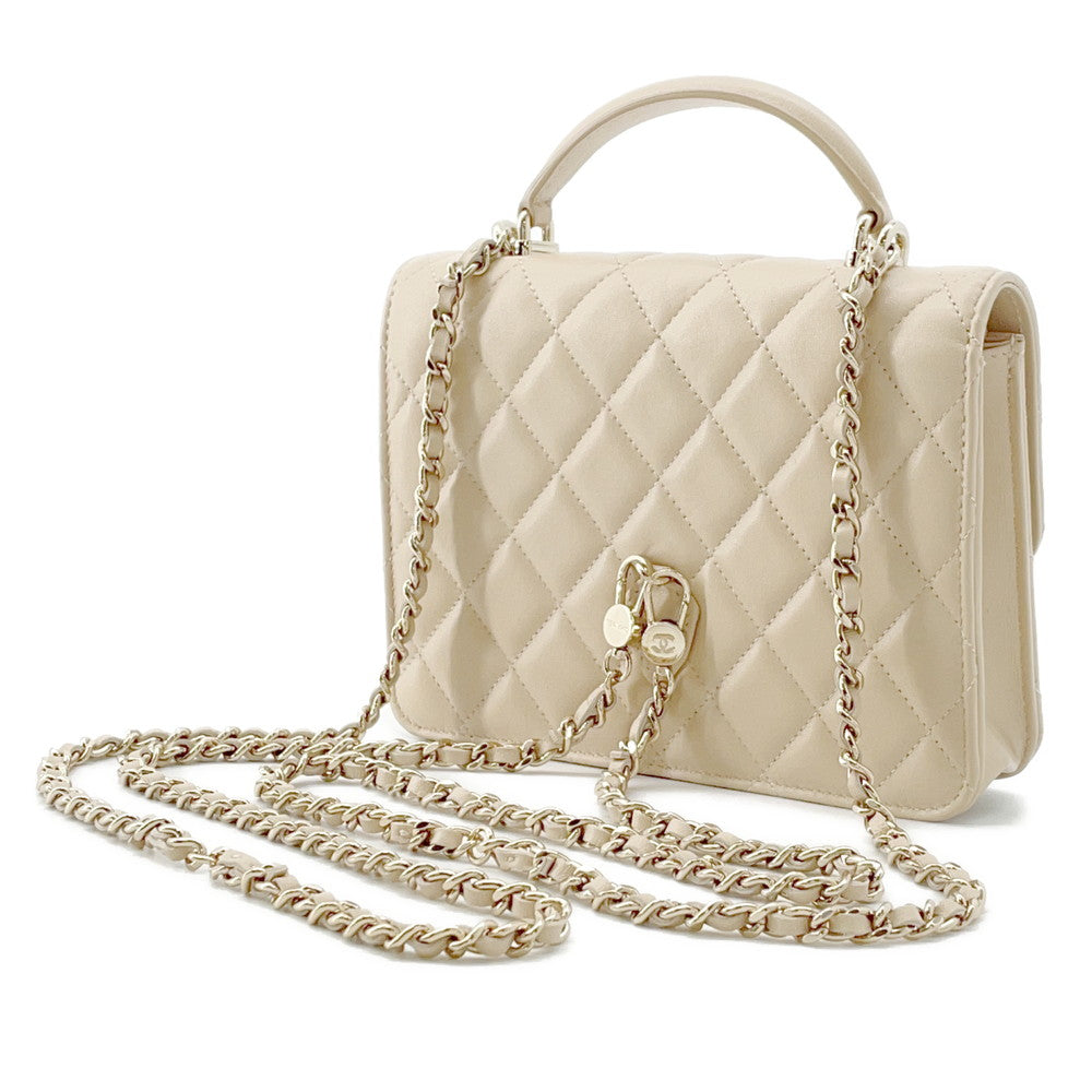 CHANEL Matelasse Top Handle Mini Chain Backpack Beige Lambskin - Product Image 2