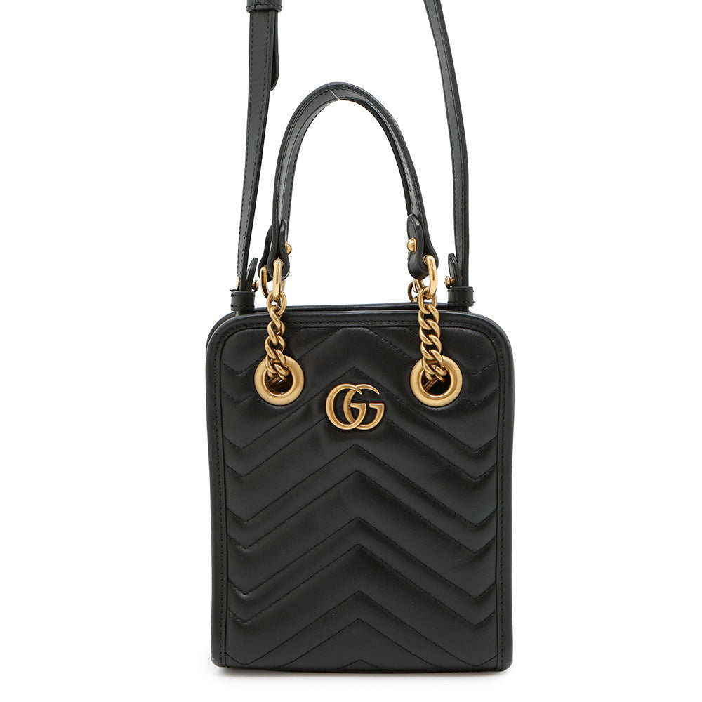 GUCCI GG Marmont Quilted Mini 2WAYHandbag Black696123 Leather | Studio Nafay