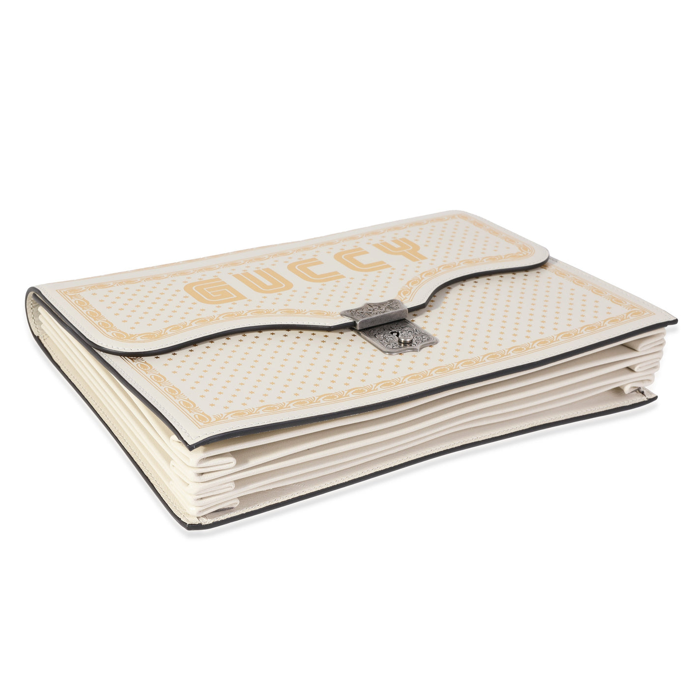 Gucci x Sega Mystic White Star Printed Calfskin GUCCY Portfolio Clutch - Product Image 3