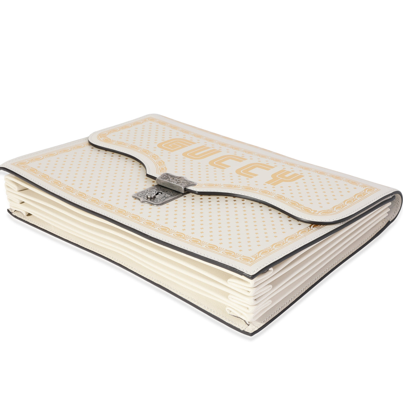 Gucci x Sega Mystic White Star Printed Calfskin GUCCY Portfolio Clutch - Product Image 5