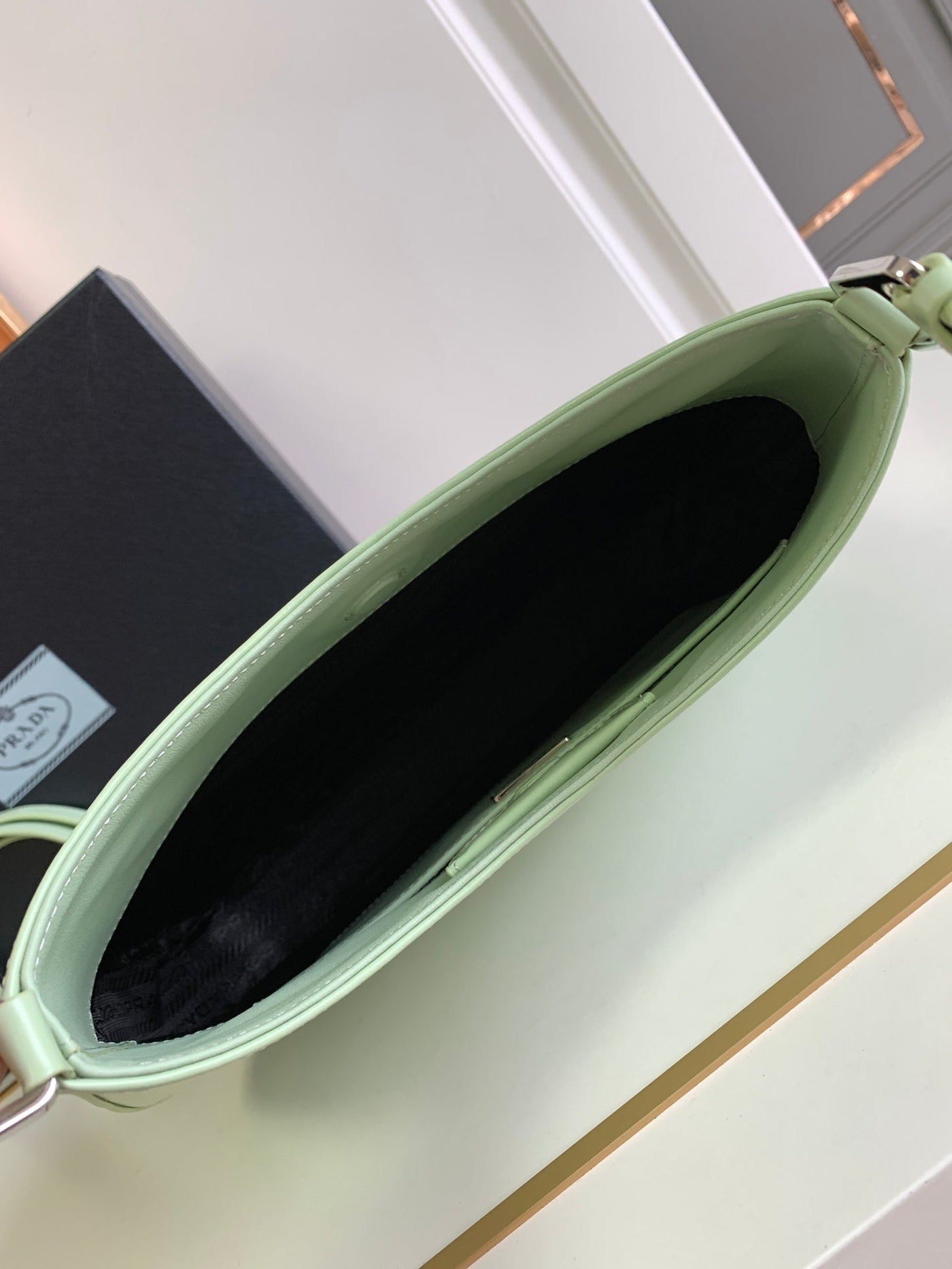 CLEO 30 LIGHT GREEN BRUSHED LEATHER SHOULDER BAG - Product Image 8