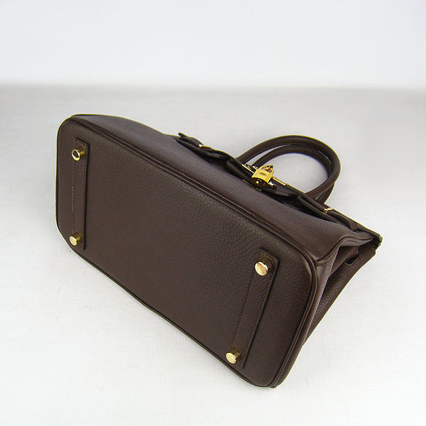 Hermes Birkin 30cm Togo Leather Handbags Dark Coffee Golden - Product Image 3