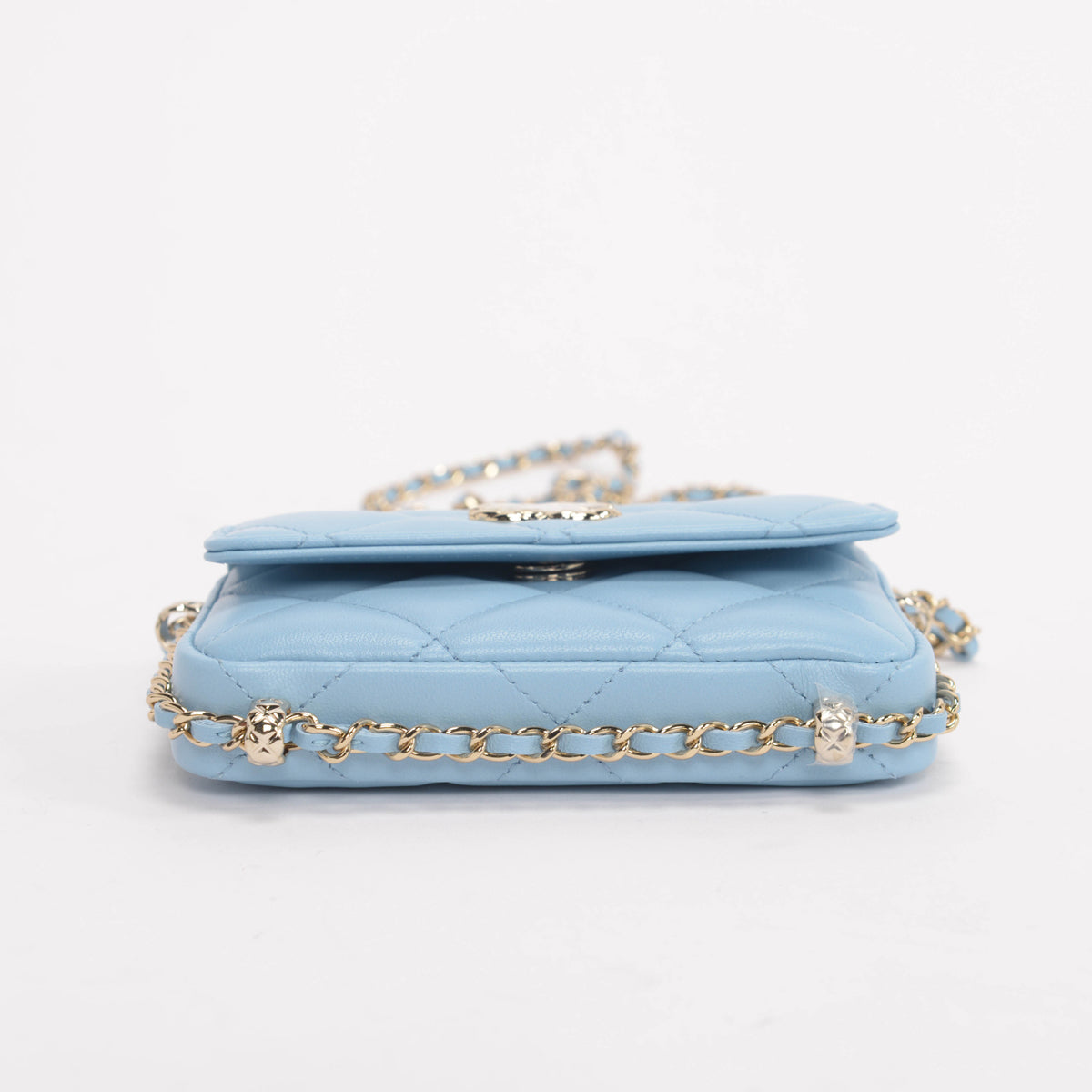 chl Light Blue Calfskin Clutch With Chain Wallet - Product Image 4