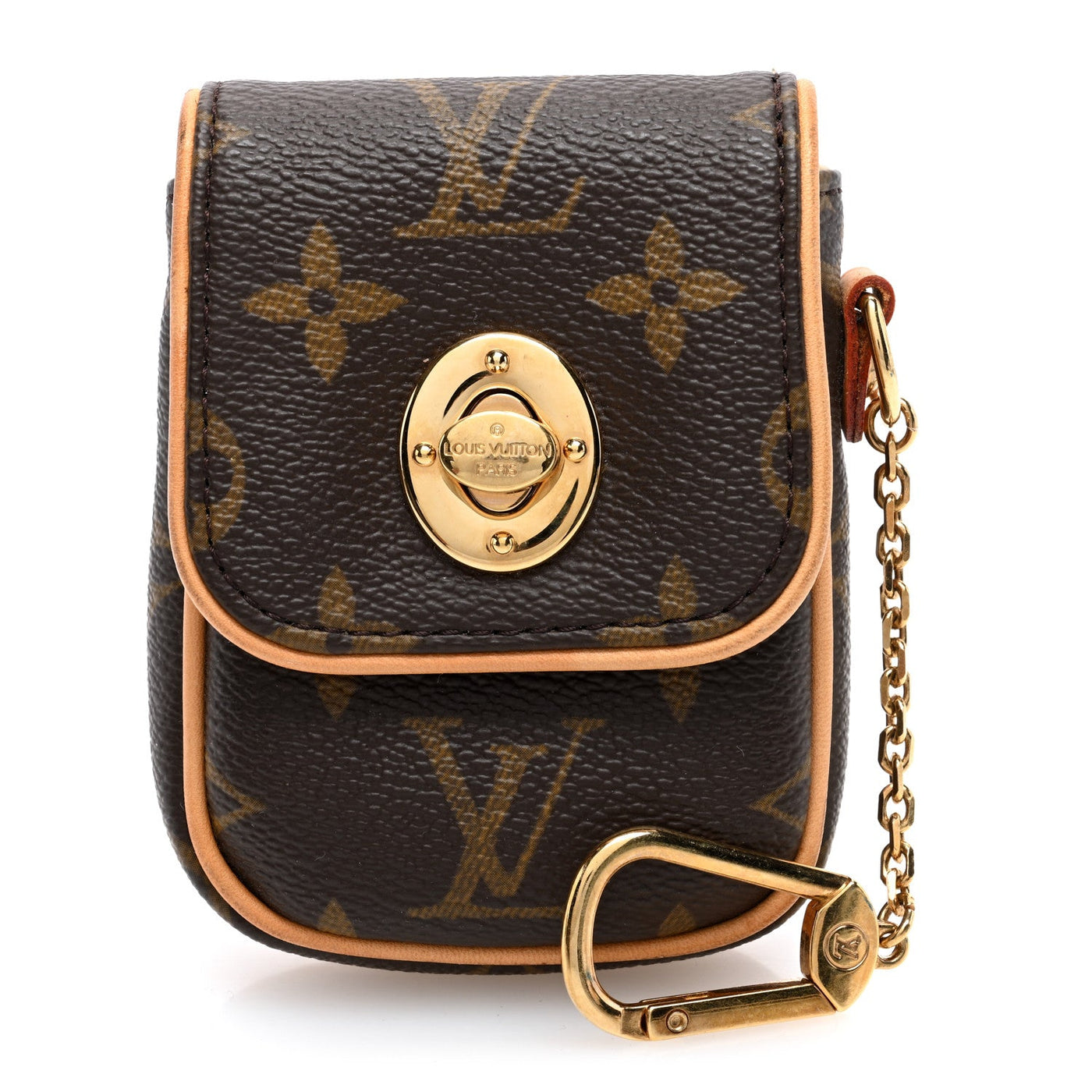 Louis Vuitton Monogram Pochette Turam Pouch Bag Key Holder Small Good in Brown