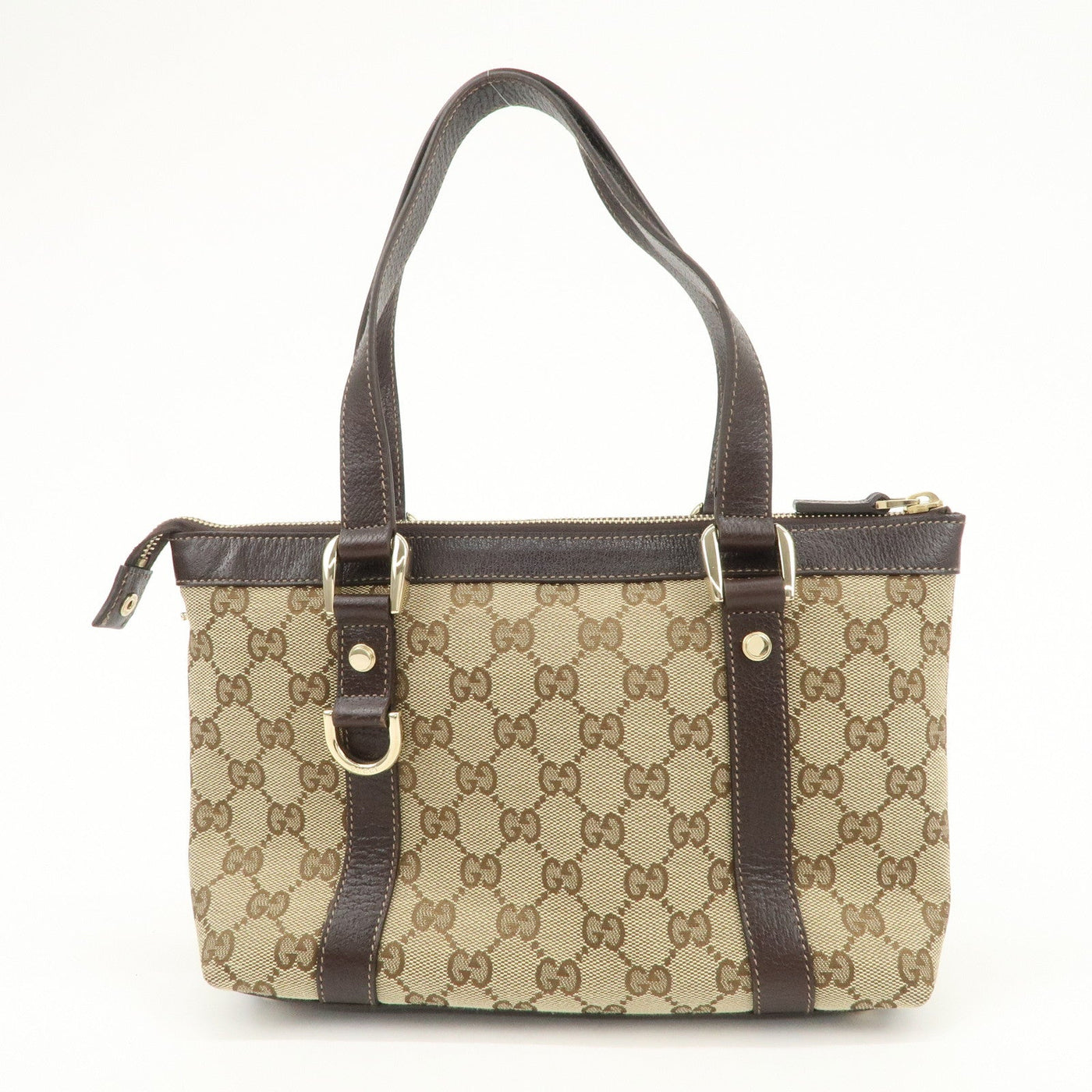 GUCCI Abbey GG Canvas Leather Tote Bag Beige Dark Brown 141471 | Studio Nafay
