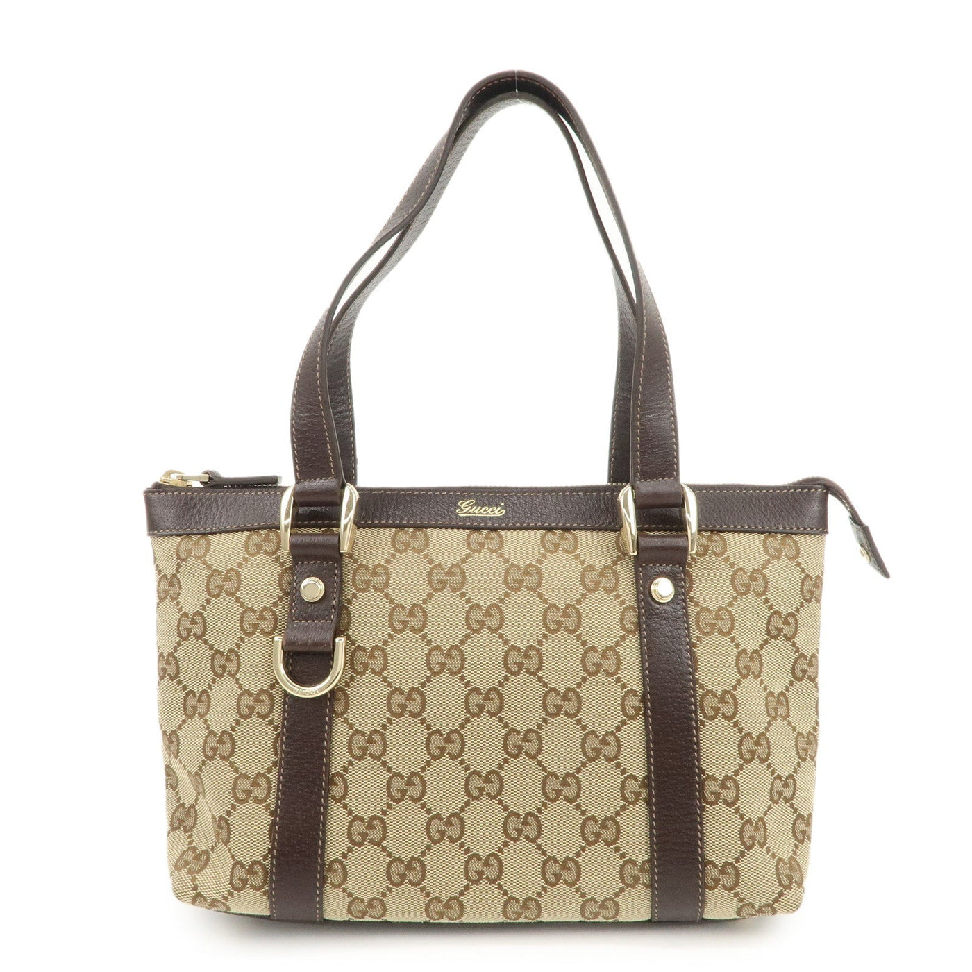 GUCCI Abbey GG Canvas Leather Tote Bag Beige Dark Brown 141471 - Product Image 2