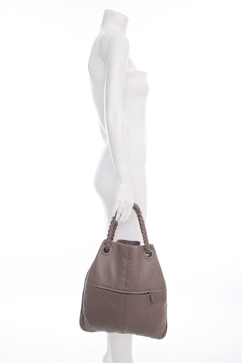 Bottega Veneta Grey Leather Tote Handbag | Studio Nafay