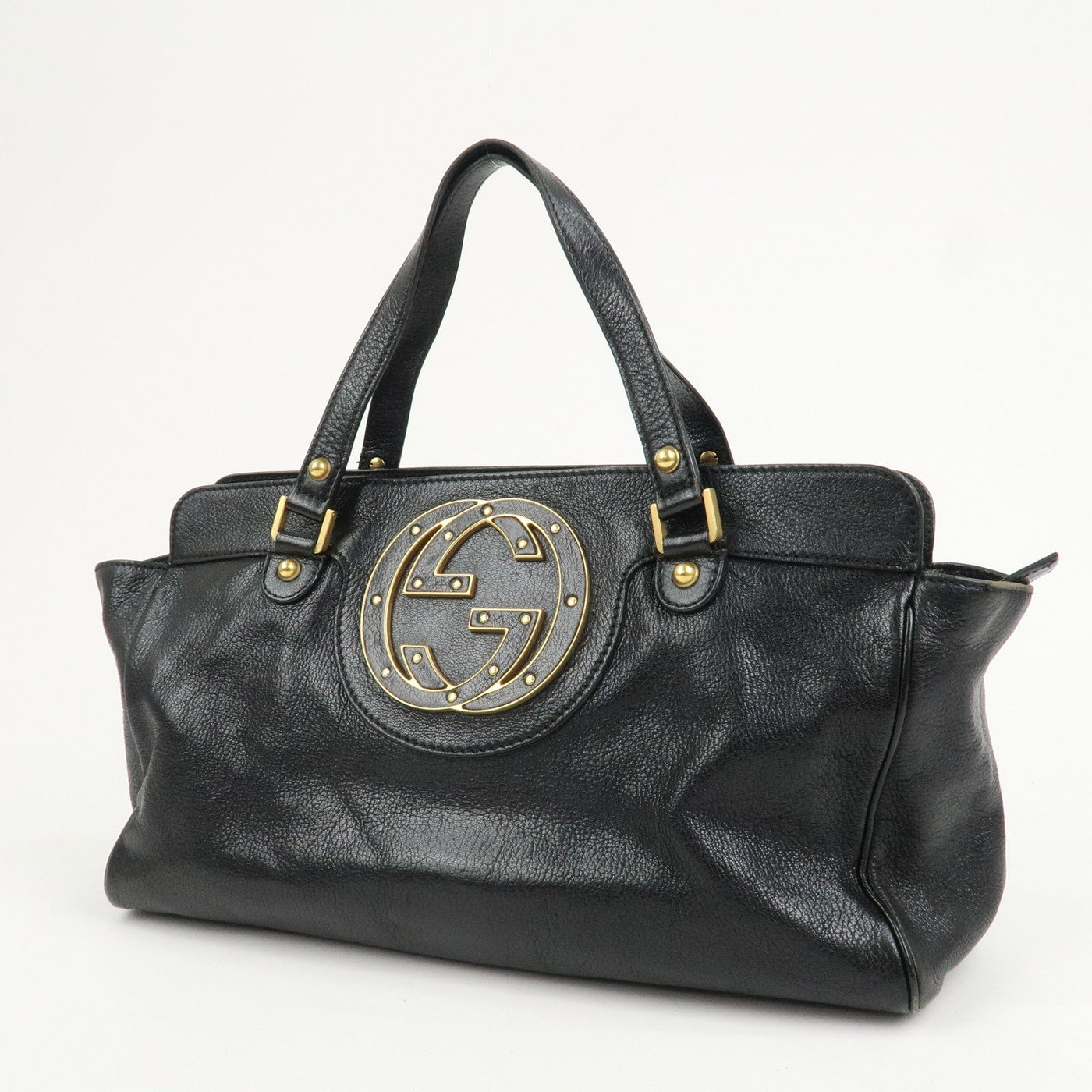 GUCCI Interlocking G Leather Blondie Studs Hand Bag Black 121551 - Product Image 3