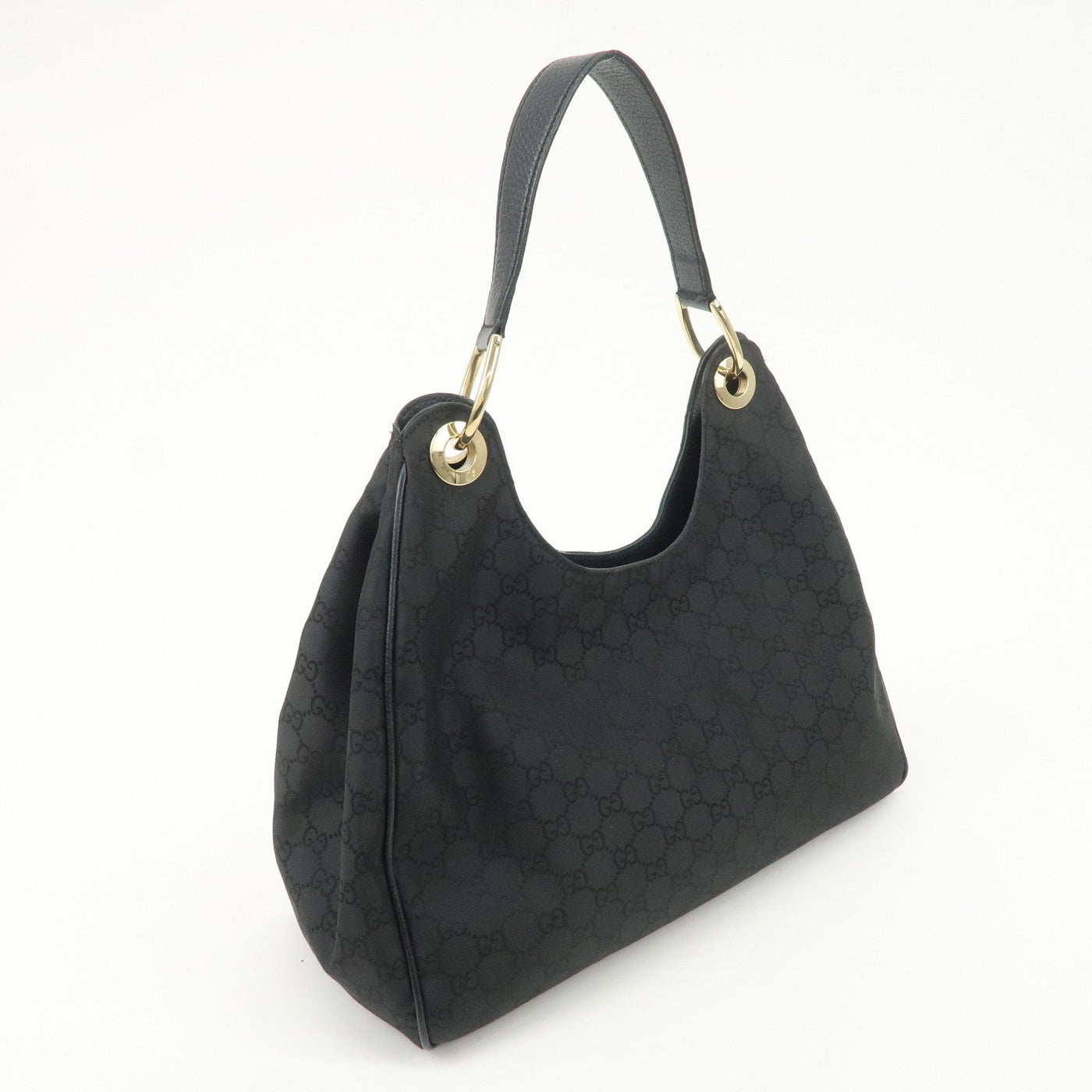 GUCCI GG Nylon Leather Shoulder Bag Hand Bag Black 257268 - Product Image 4