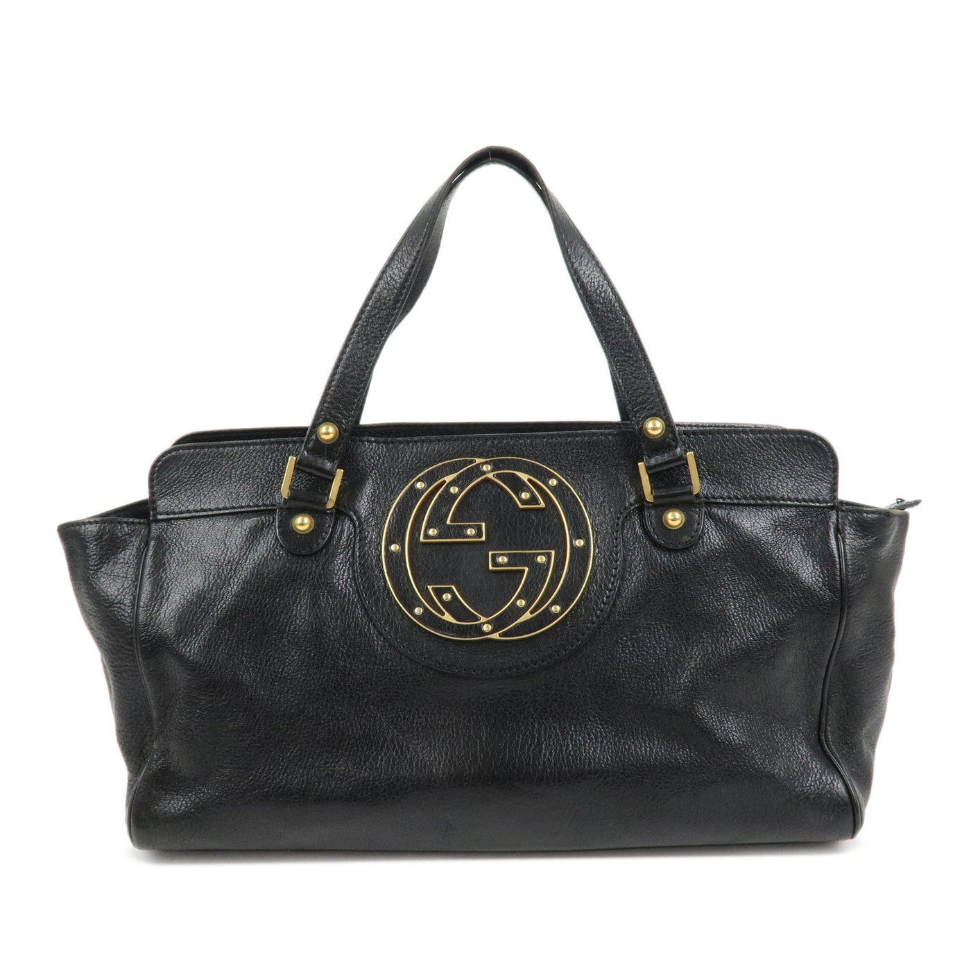 GUCCI Interlocking G Leather Blondie Studs Hand Bag Black 121551 - Product Image 2