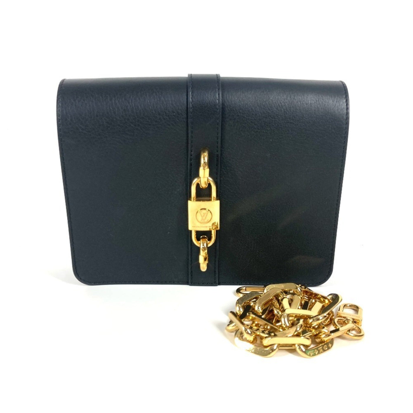 Louis Vuitton Black Gold Noir Leather Clutch Bag Shoulder Bag ( ) | Studio Nafay