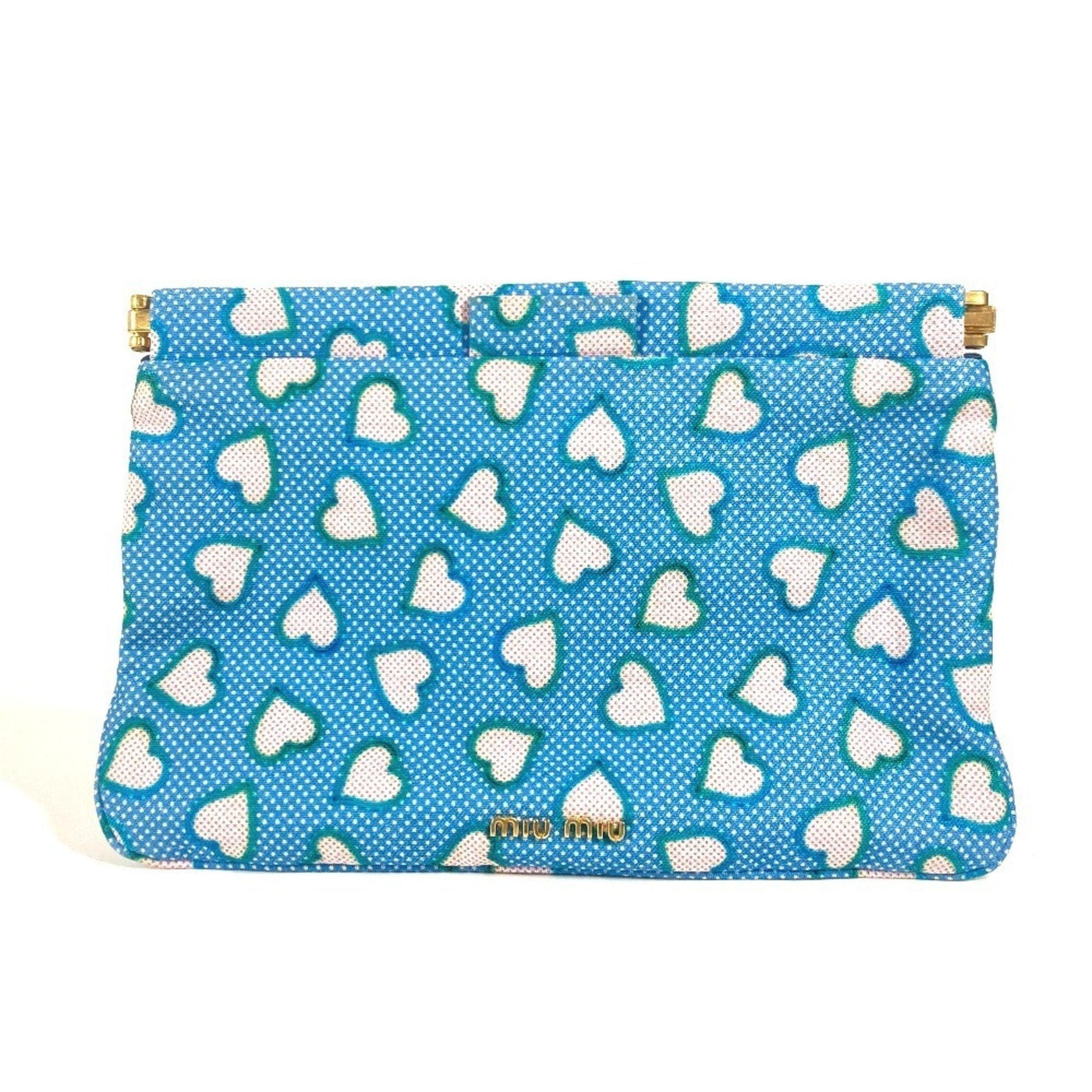 Miu Miu Blue Pink Canvas Clutch Bag Pouch ( ) | Studio Nafay