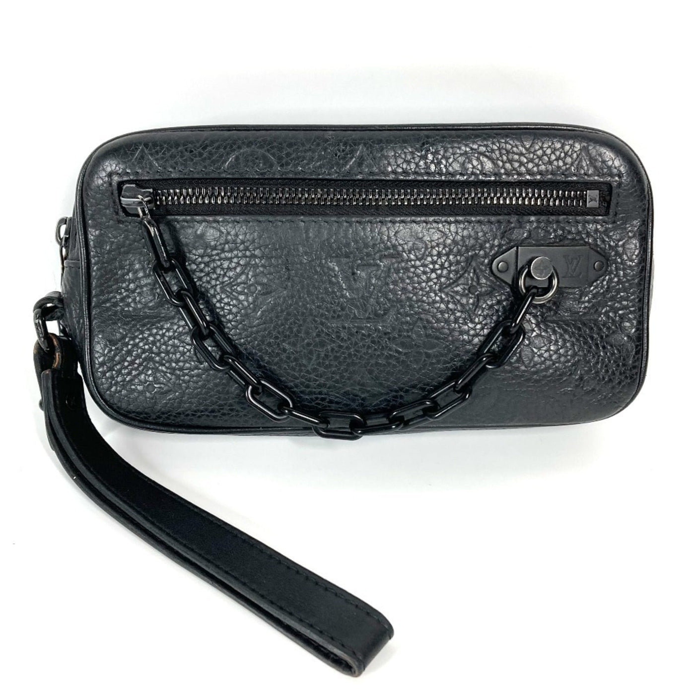 Louis Vuitton Black Noir Leather Clutch Bag Pouch ( ) | Studio Nafay
