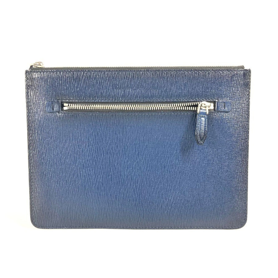 Salvatore Ferragamo Navy Leather Clutch Bag Pouch ( ) | Studio Nafay