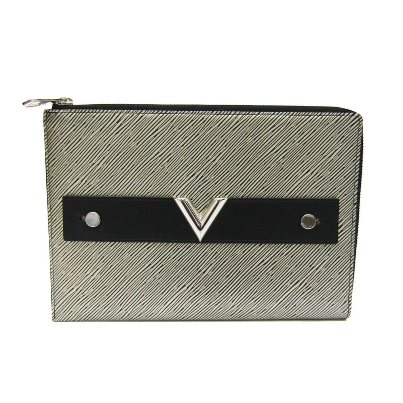 Louis Vuitton Epi Metallic Silver Noir Epi Leather Clutch Bag ( ) | Studio Nafay