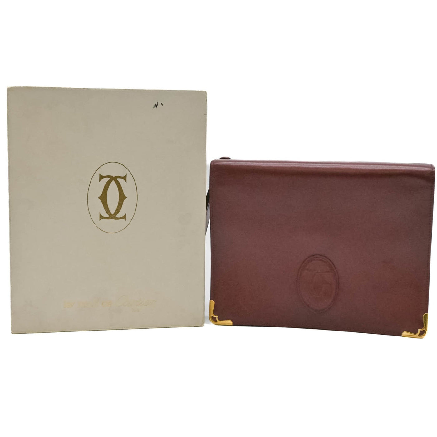 Cartier Bordeaux Red Color Leather Clutch Bag ( ) | Studio Nafay