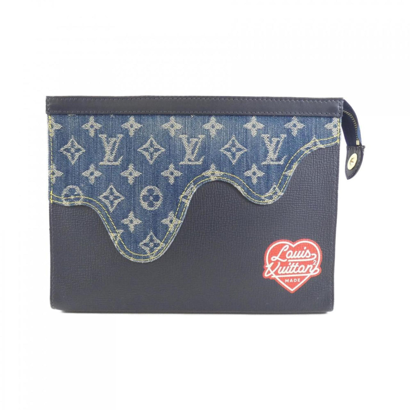Louis Vuitton Blue Denim Leather Clutch Bag Handbag Pochette ( ) | Studio Nafay