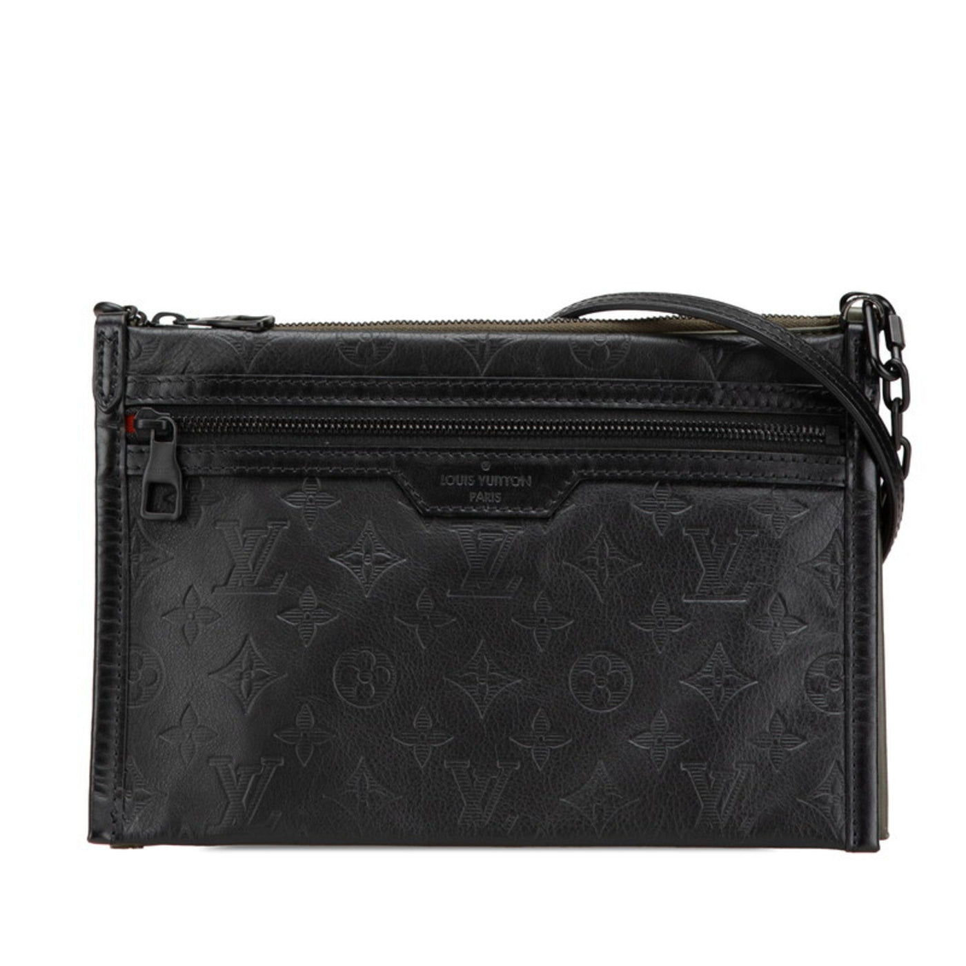 Louis Vuitton Black Khaki Leather Clutch Bag Pouch Shoulder Bag ( ) | Studio Nafay