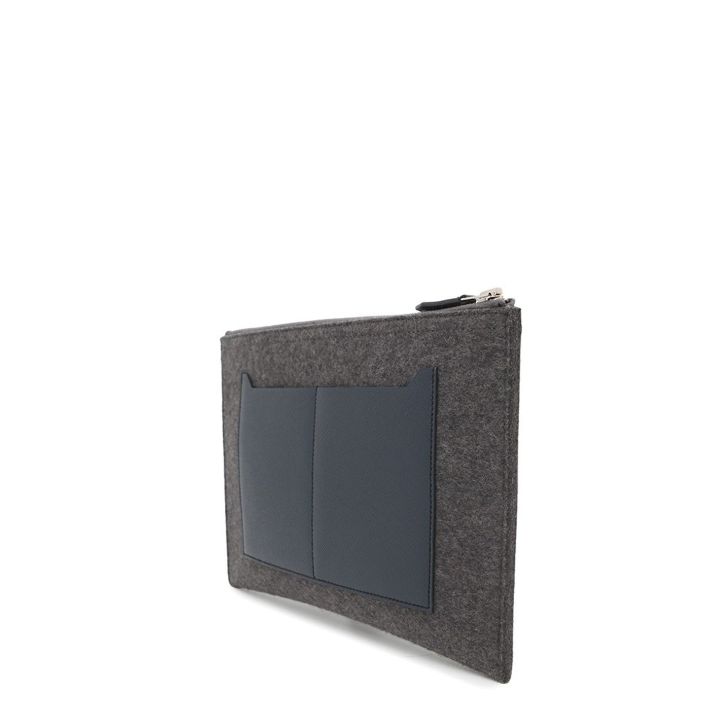 Hermes Gray Navy Felt Epsom Leather Clutch Bag ( ) - Product Image 2