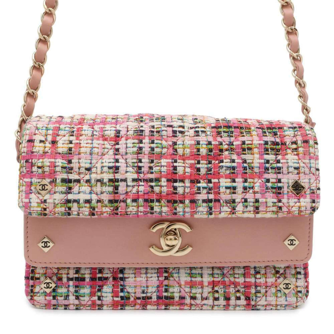 Chanel Chain Shoulder Bag Matelasse Coco Mark Tweed Lambskin CHANEL | Studio Nafay