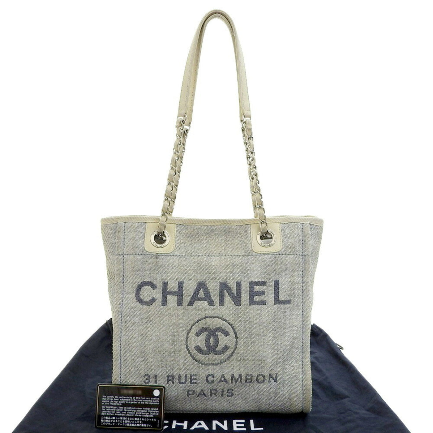 Chanel CHANEL Deauville Tote PM Seal 19th Series Coco Mark Bag Canvas Light Blue | Studio Nafay