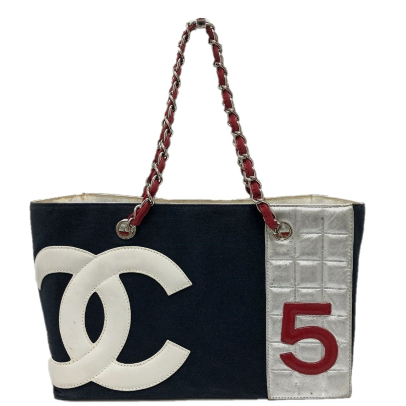 Chanel Chain Tote Bag Navy Silver | Studio Nafay