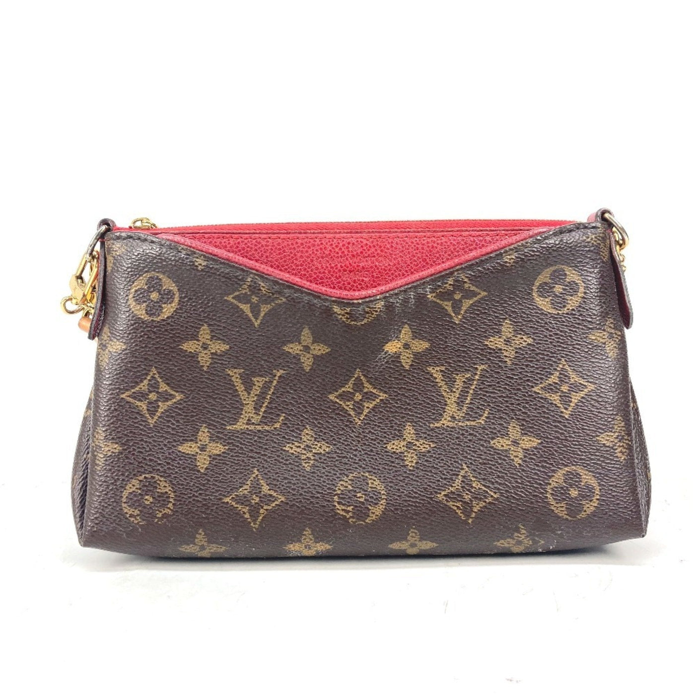 Louis Vuitton Brown Red Color Monogram Canvas Clutch Bag Shoulder Bag ( ) | Studio Nafay