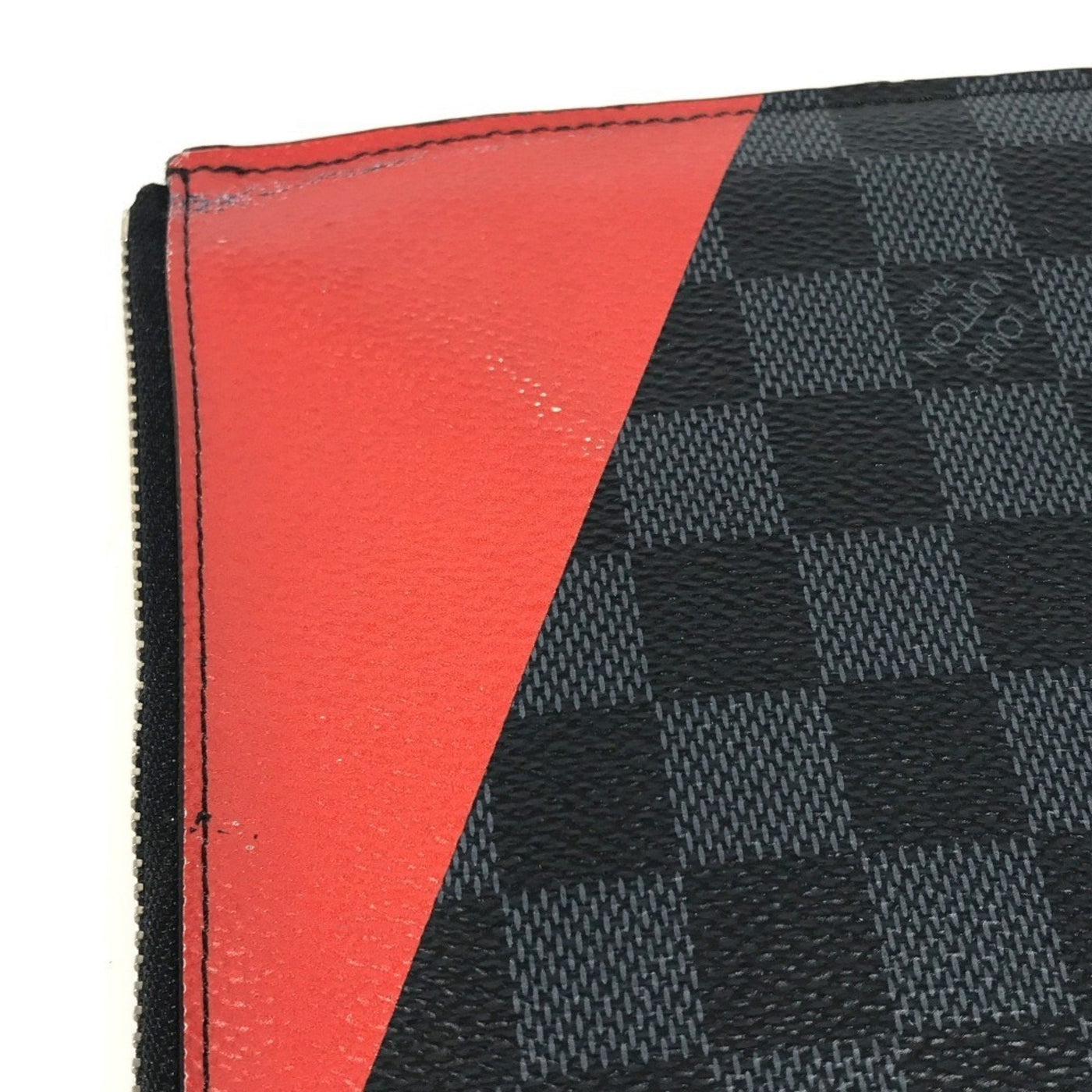 Louis Vuitton Black Red Color White Damier Graphite Clutch Bag Pochette Pouch ( ) - Product Image 4