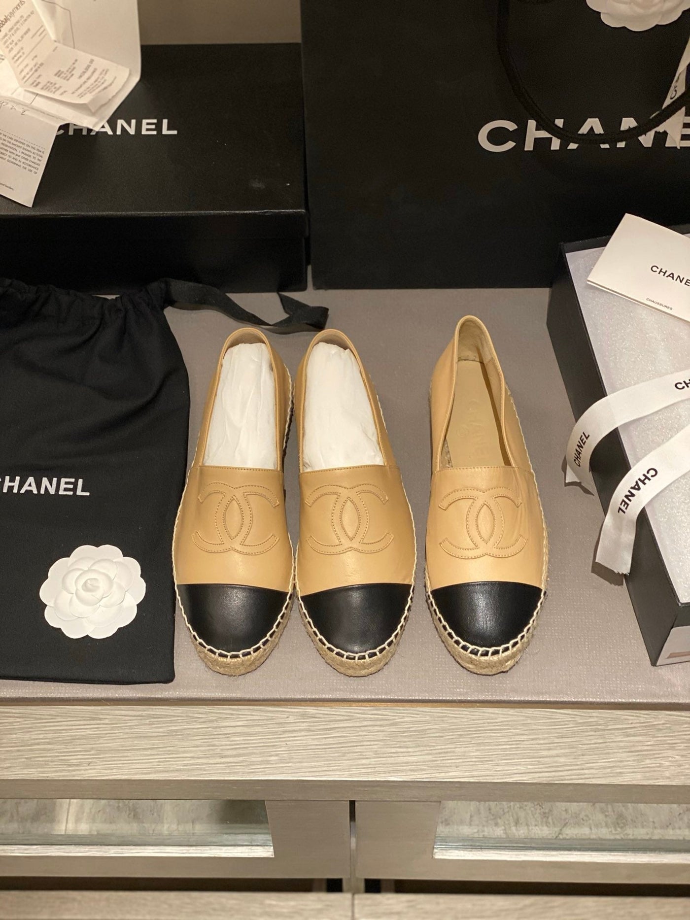 cc espadrilles beige black calfskin - Product Image 3