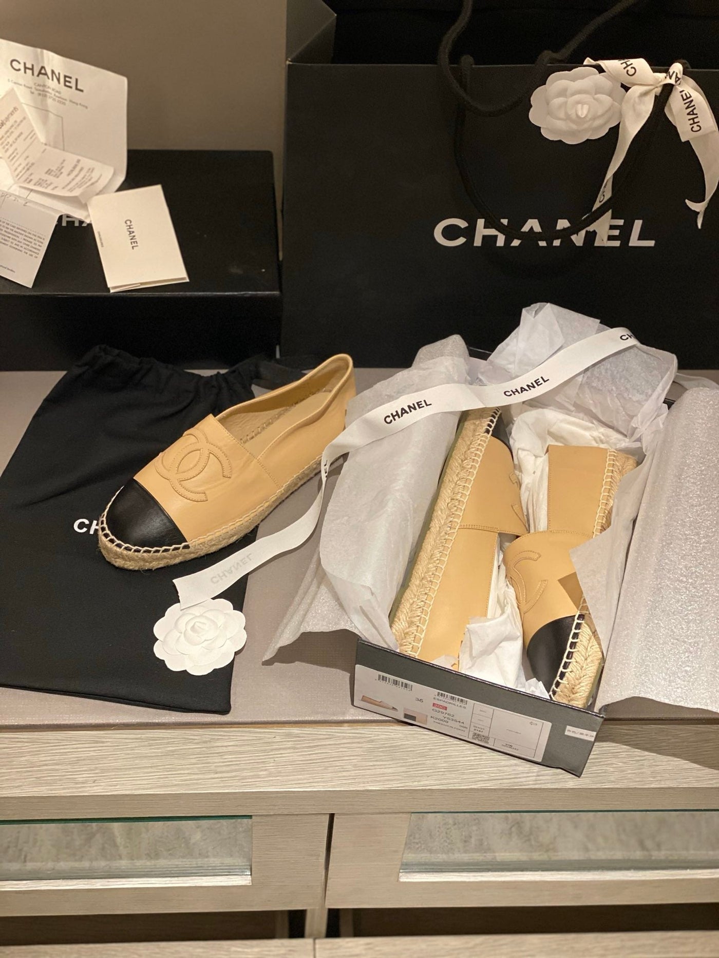 cc espadrilles beige black calfskin - Product Image 5