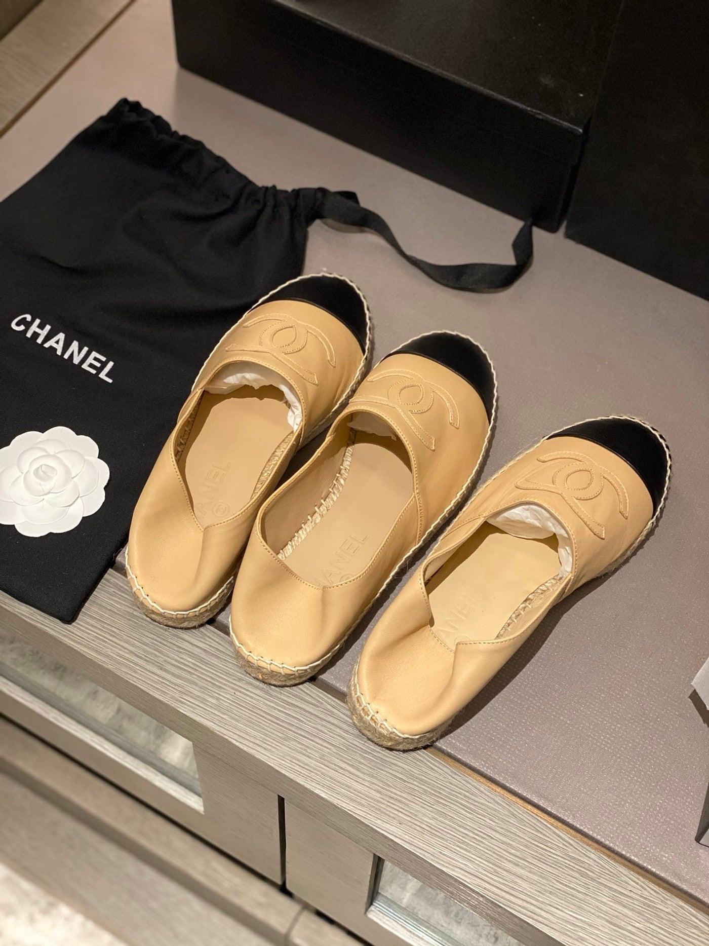 cc espadrilles beige black calfskin - Product Image 7