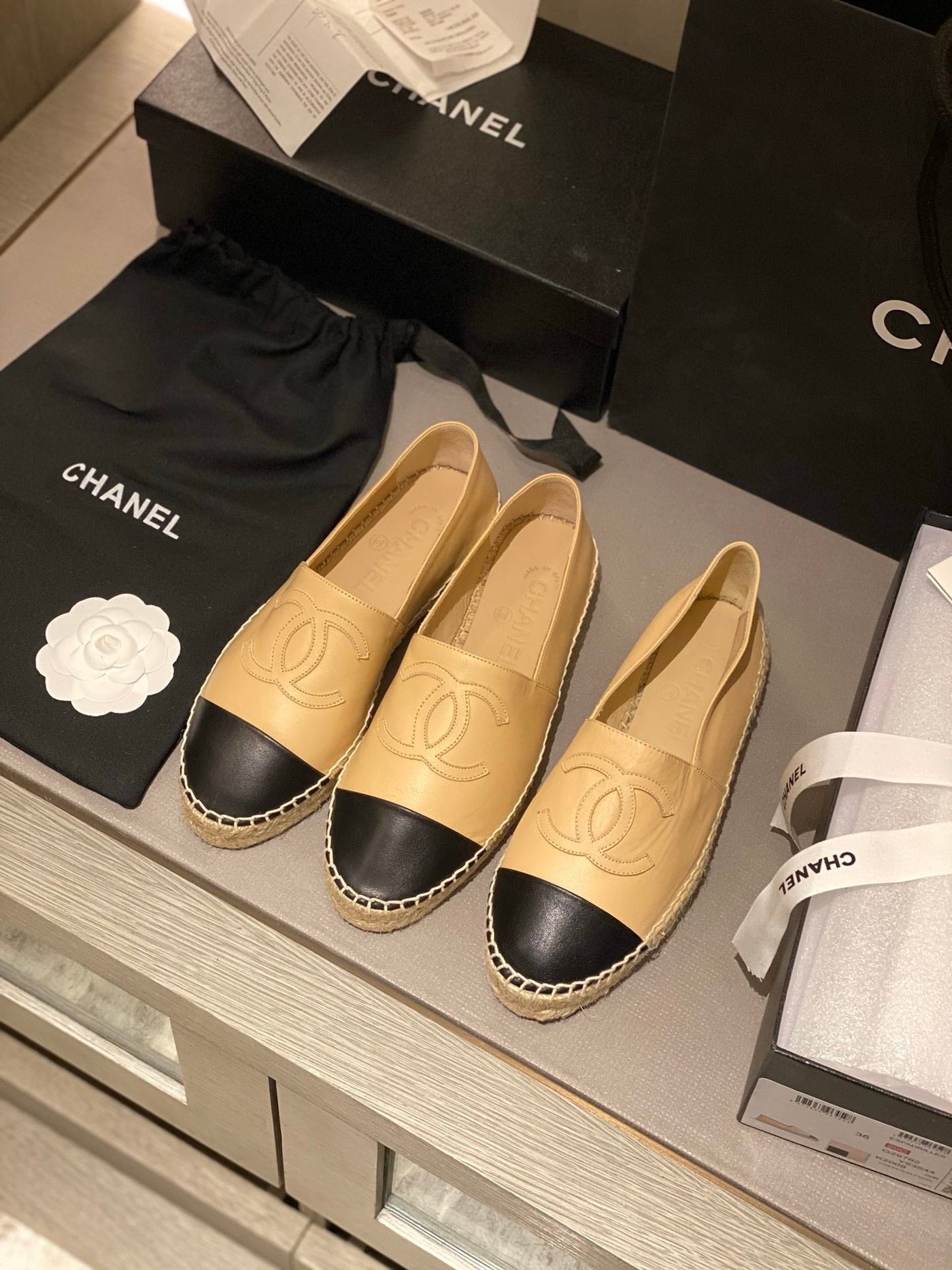 cc espadrilles beige black calfskin - Product Image 8