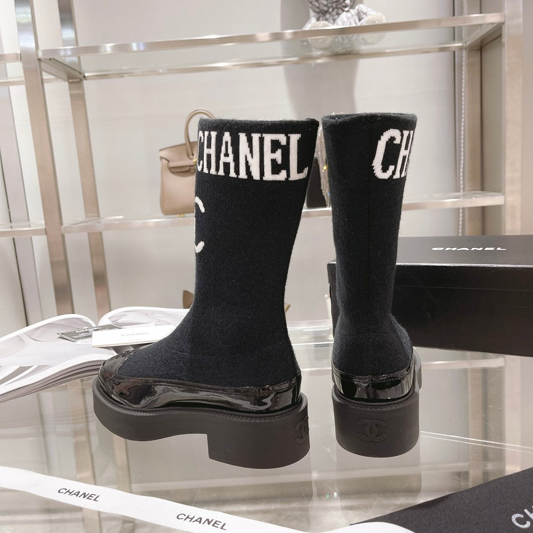 CC Short Boots 45mm Black Stretch Wool And Cowhide - Product Image 5