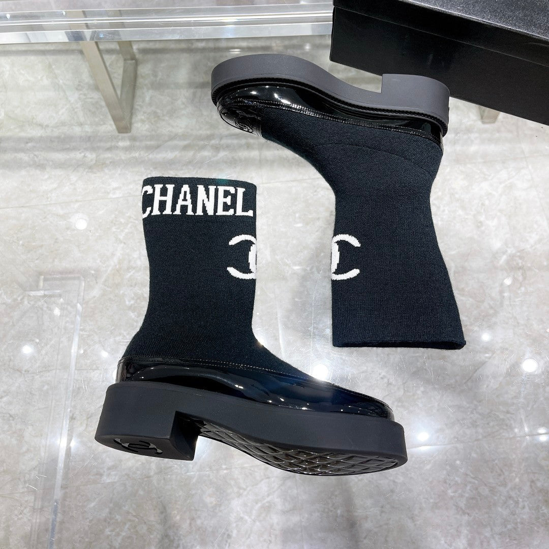 CC Short Boots 45mm Black Stretch Wool And Cowhide - Product Image 6