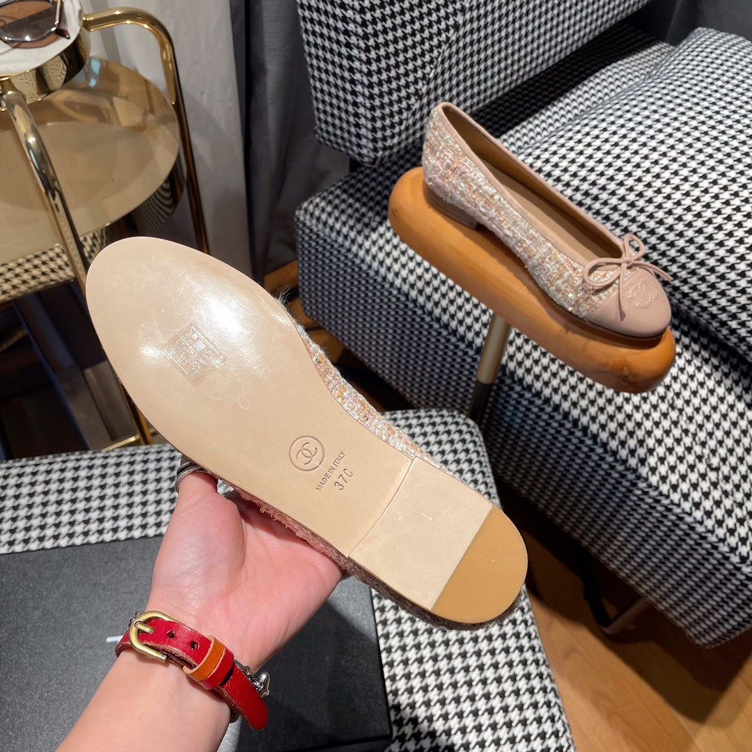 ballet flat pink white tweed pink calfskin - Product Image 4