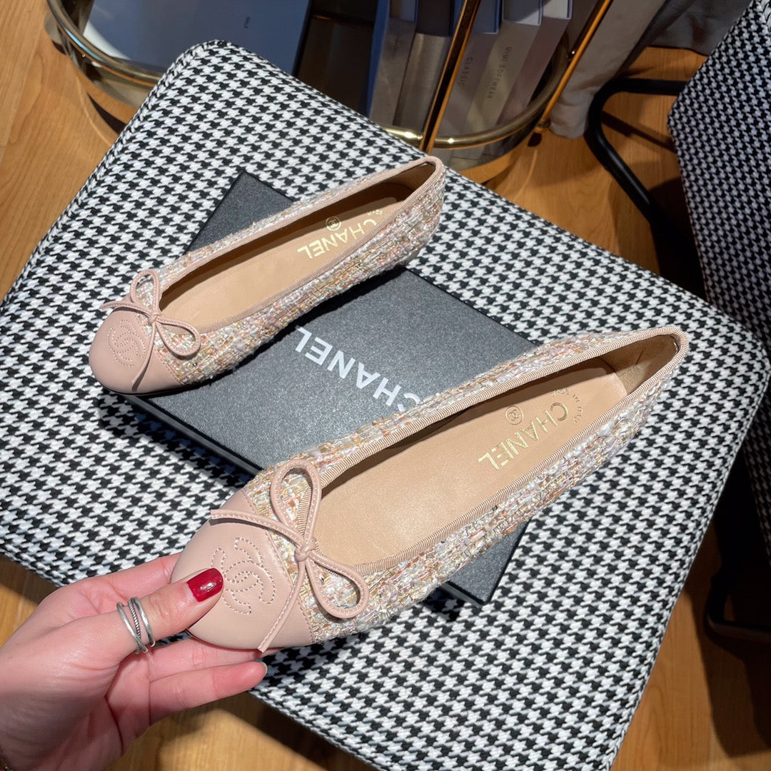 ballet flat pink white tweed pink calfskin - Product Image 6