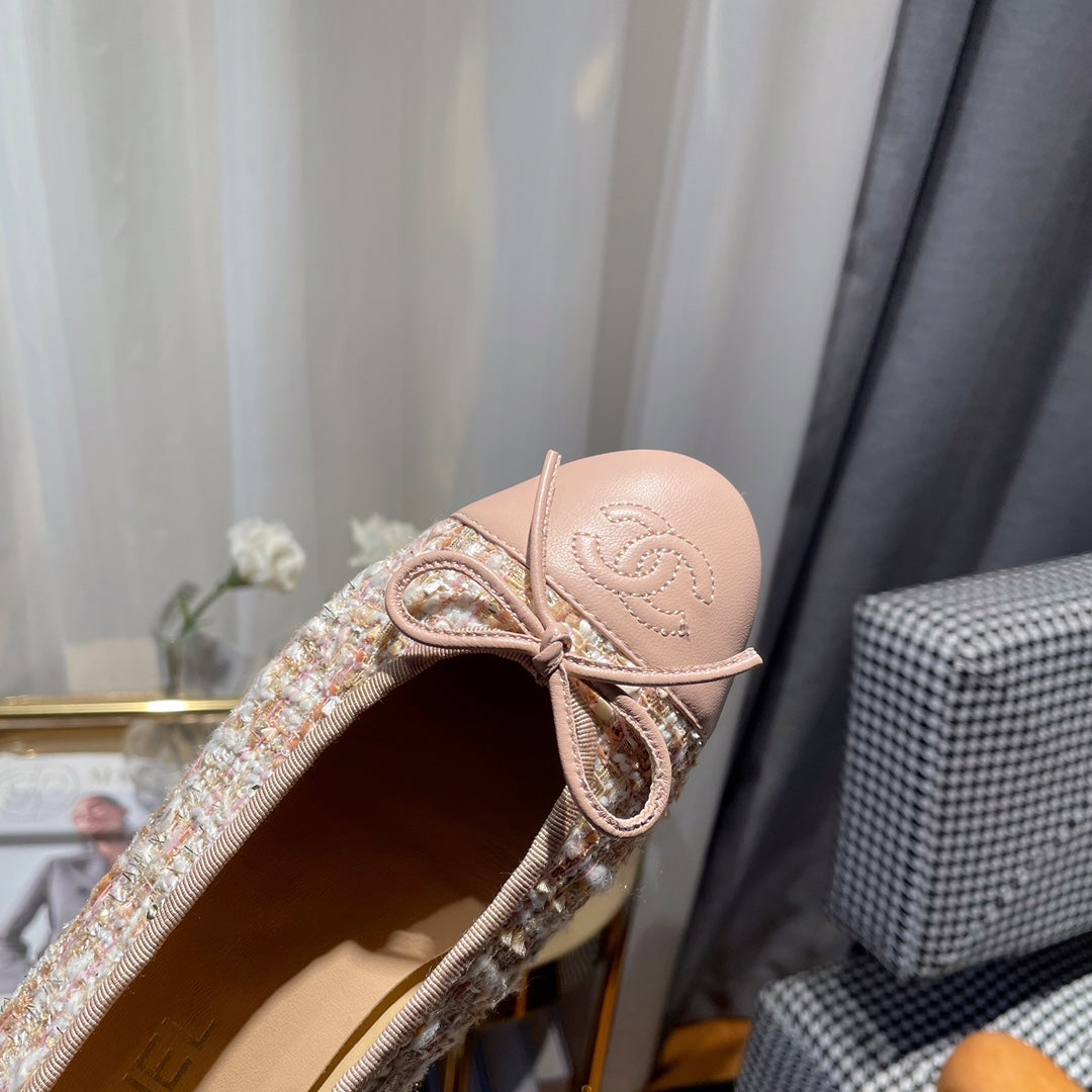 ballet flat pink white tweed pink calfskin - Product Image 7
