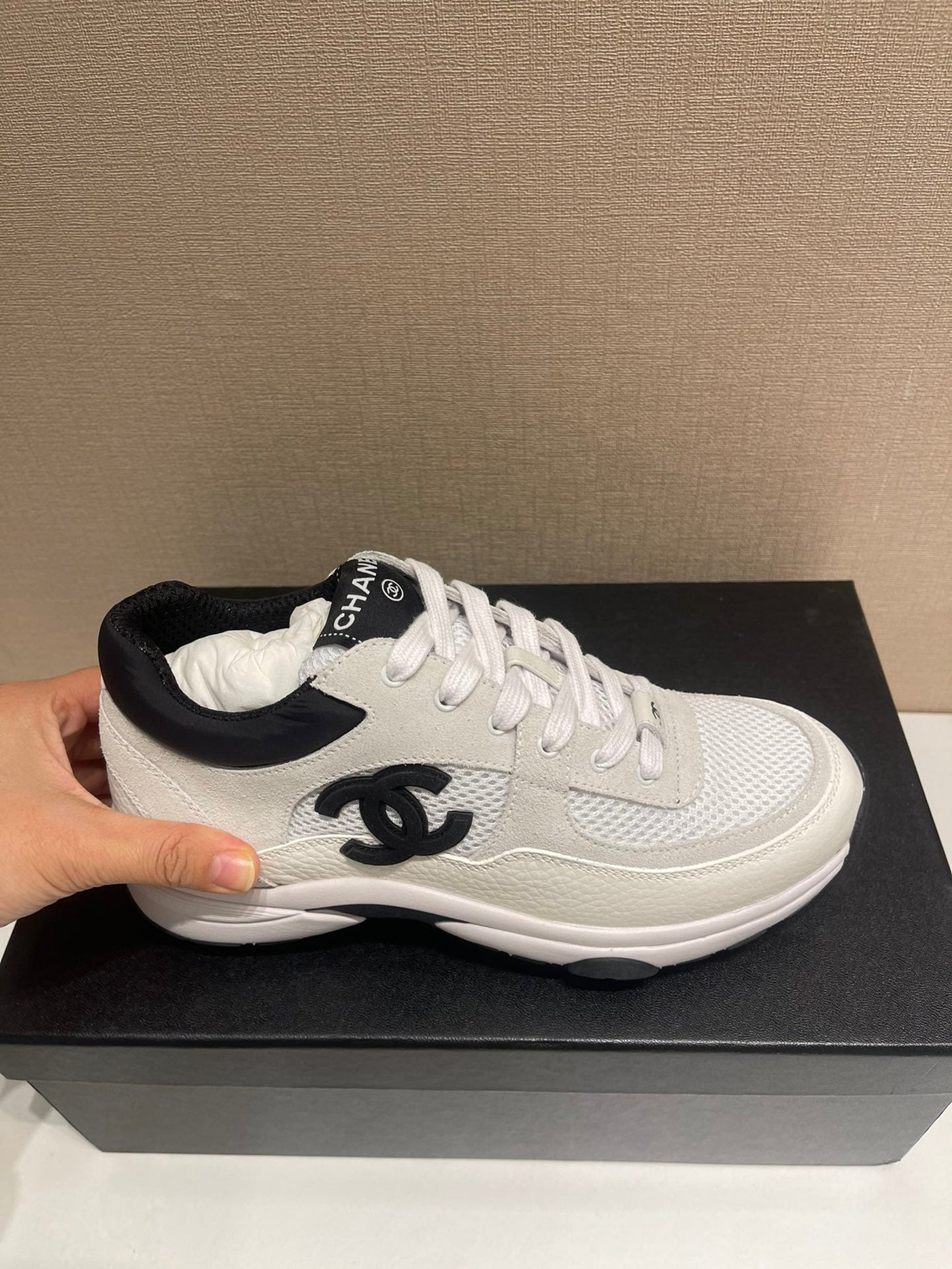 CC Sneaker White Calfskin Grey Suede - Product Image 7