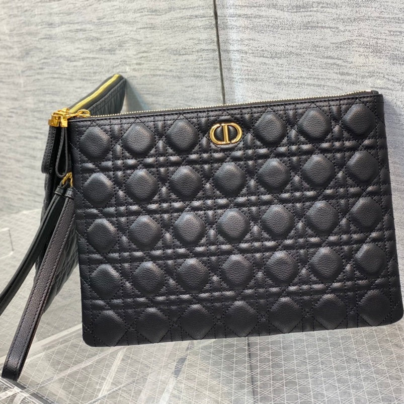 cd large caro daily black calfskin pouch | Studio Nafay